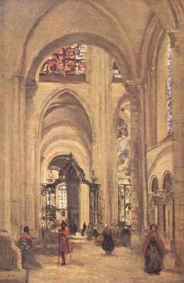 Jean Baptiste Camille  Corot La cathedrale de Sens (mk11) oil painting picture